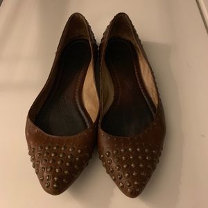 FRYE Regina Flats Brown Leather Studded